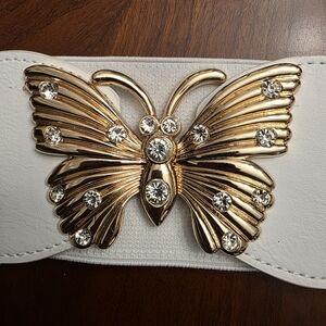 Vintage Elegant White Butterfly Waist Belt Sz-1X